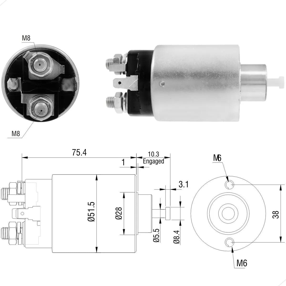 Automatico Motor Partida Zm8698