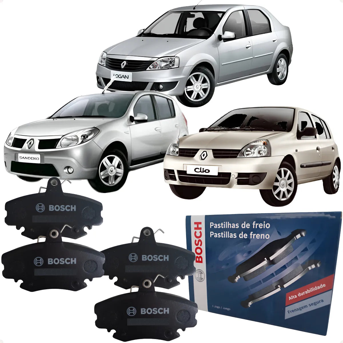 Pastilhas Freio Dianteiro Renault Clio Logan Sandero Bosch - - Todos Os Modelos