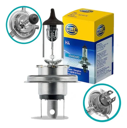 Lâmpada H4 Halógena Hella Standard 12V 60/55W P43t