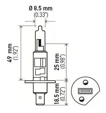 Lâmpada H1 Halogênio HELLA Standard 12V 55W P14.5s